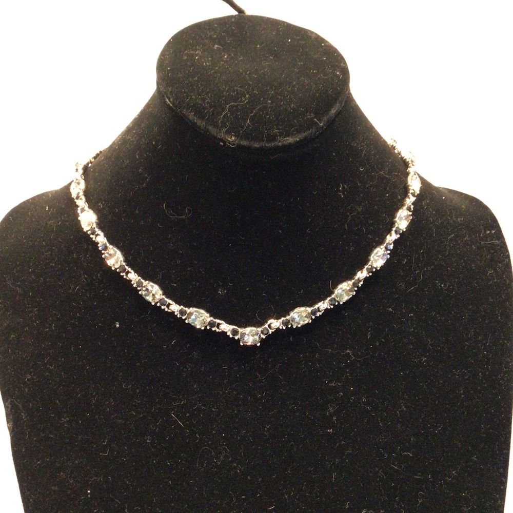 Vintage Black Rhinestone Sparkler Necklace - Unsigned
